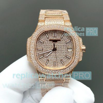 Luxury Clone GR Factory Patek Philippe Nautilus Rose Gold Diamond Set 7021 Ladies Watch 